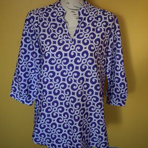 Buckhead Betties v neck swirl patter hi-lo tunic half sleeve Small